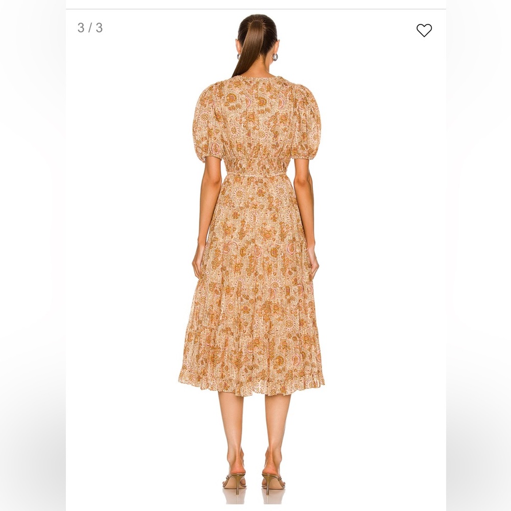 Ulla Johnson Orange And Cream Midi Dress - image 3